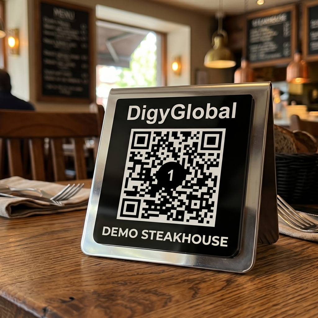 Özel Tasarım Krom QR Menü & Masa Standı