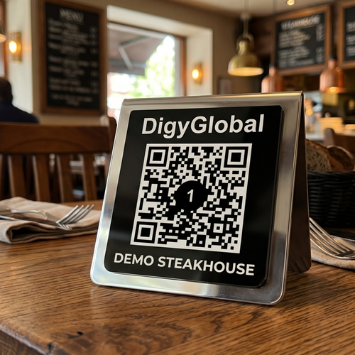 Özel Tasarım Krom QR Menü & Masa Standı